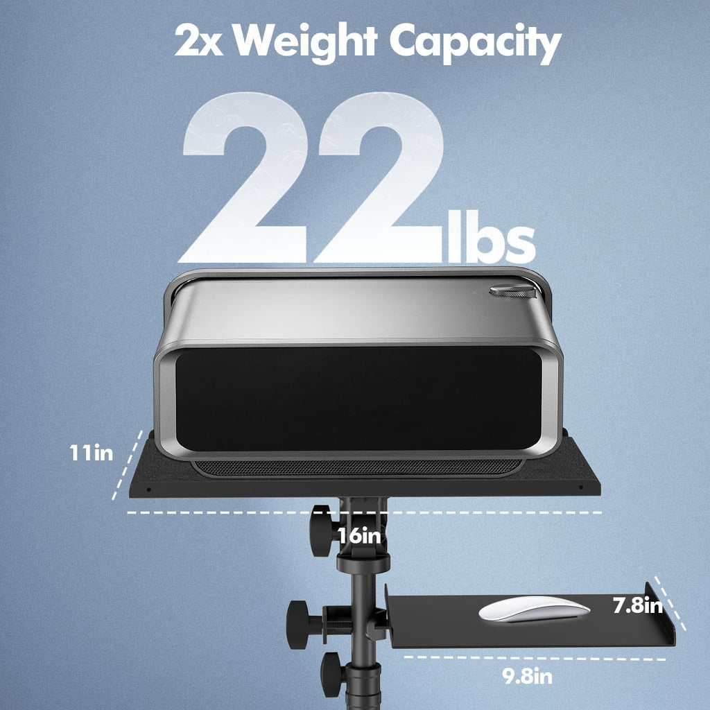 OUKMIC Projector Stand Tripod Laptop Tripod on Wheels with 2 Shelves