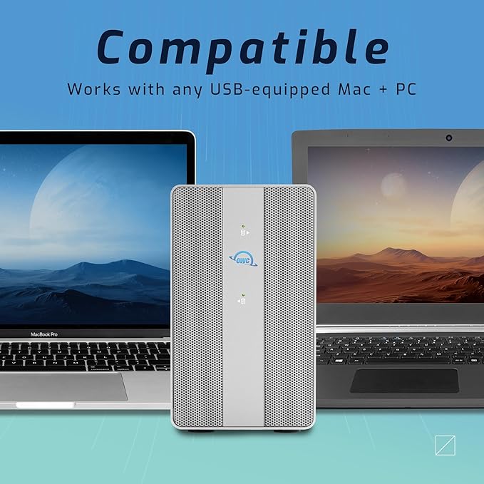 OWC 32TB Mercury Elite Pro Dual USB-C/Thunderbolt 3 External Raid Storage Enclosure with 3Port HUB for Mac and PC