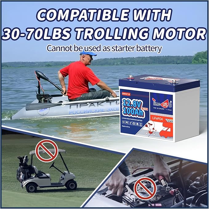 12V 100Ah Lithium Iron Phosphate Battery BCI Group 24, Timeusb LiFePO4 Battery Built-in 100A BMS, Up to 15000 Deep Cycles, Perfect for RV, Marine, Home Energy Storage (3 Pack)