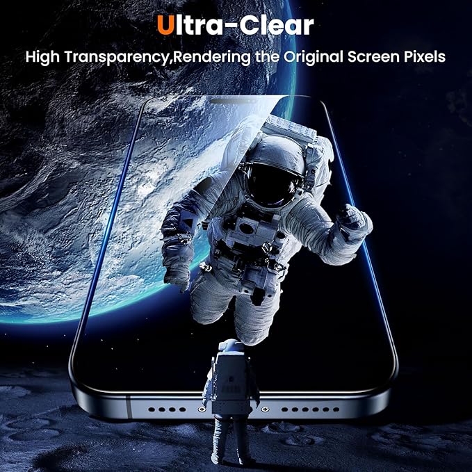 UniqueMe for iPhone 15 Pro Max Screen Protector, [Military Grade Shatterproof & 9H+ Hardness] Screen Protector 15 Pro Max Tempered Glass Full Coverage Protection, Easy Installation, 2 Packs