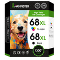 fannster 68XL Ink Cartridges Black Color Combo Pack Replacement for HP 68 Ink Cartridges, Compatible with HP Envy 6155e 6555e 6152e 6552e 6558e Printers (1 Black 1 Tri-Color)