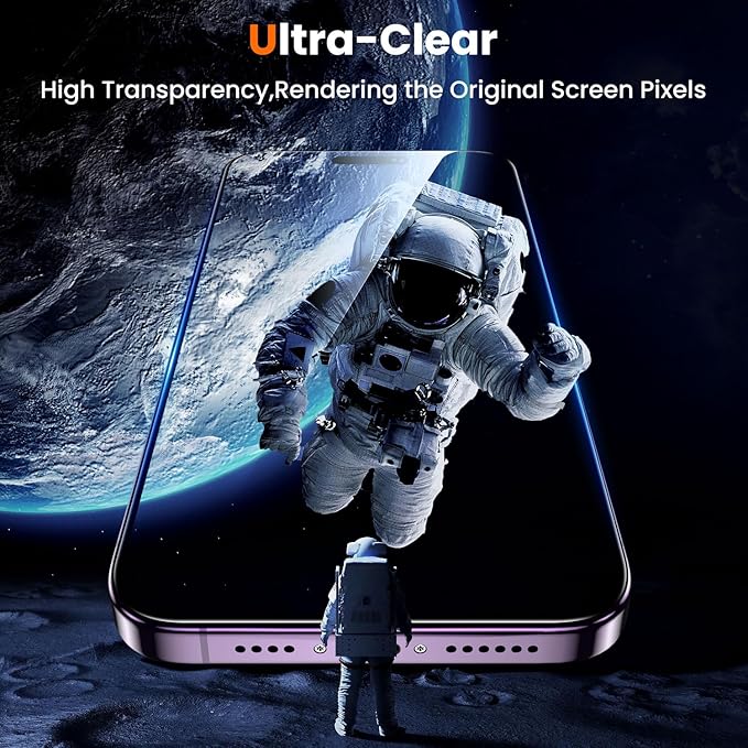 UniqueMe for iPhone 14 Pro Screen Protector - [Military Grade Shatterproof & 9H+ Hardness] Screen Protector 14 Pro Tempered Glass Full Coverage Protection, Easy Installation, 2 Packs