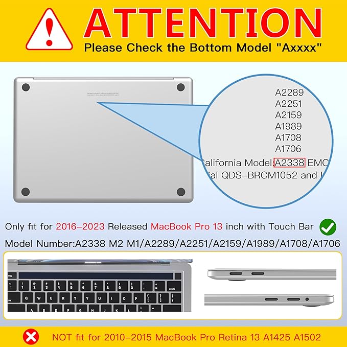 CISSOOK Compatible with MacBook Pro 13 inch Case 2025-2016 Release M2 M1 Chip A2338 A2251 A2289 with Touch Bar, Plastic Hard Shell Case &Keyboard Cover& Screen Protector, Muti-Color Painting