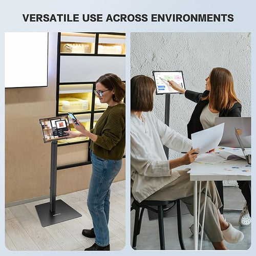 AboveTEK Security iPad Kiosk Floor Stand, Anti-Theft POS Tablet Stands for Retail Business, Height Adjustable Tablet Floor Stand, 360° Swivel Universal Locking Holder Fits 9.7"-13" iPads/iPad Pro/Air