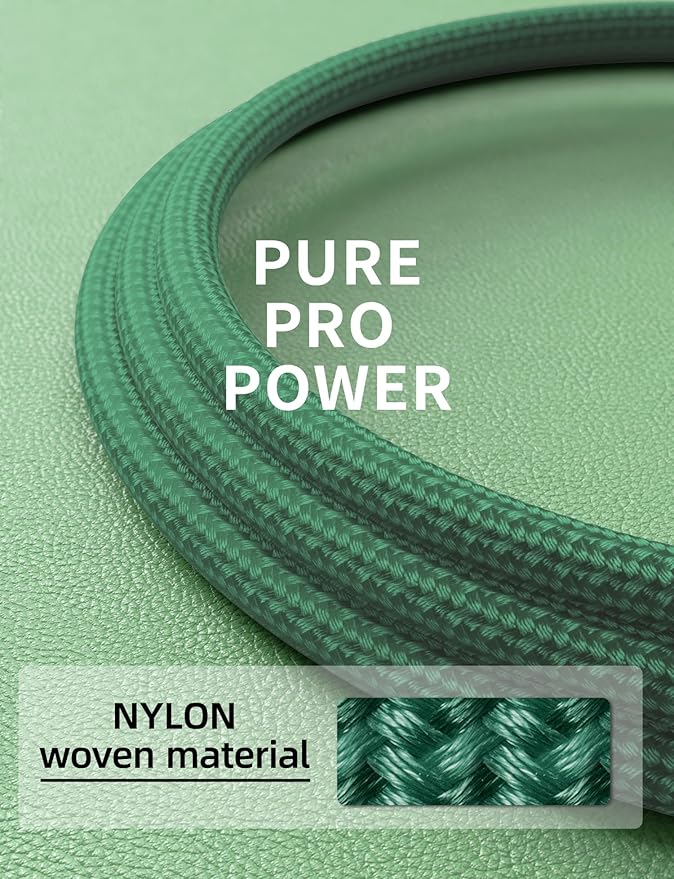 USB C Cable Fast Charging 10FT, 2Pack USBC to USBC Cable, iPhone 16 15 Charger Long Type C Nylon Braided USB-C Charger Cord for iPhone 16/15/Pro Max/Plus/Samsung Galaxy S23/LG/Switch-Green