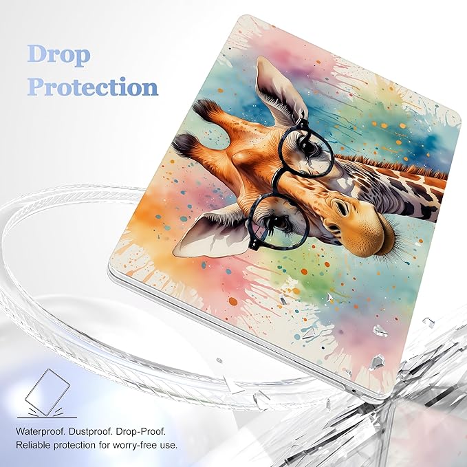 Case for MacBook Air 15 Inch 2025 2024 2023 Release M4 A3241 M3 A3114 M2 A2941, Hard Shell with Screen Protector & Keyboard Cover, Compatible with Touch ID, Glasses Giraffe