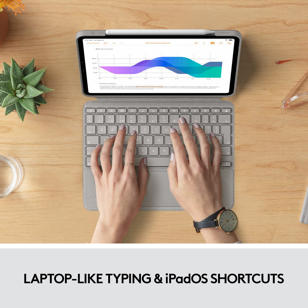 Logitech Combo Touch iPad Pro 11-inch (1st, 2nd, 3rd, 4th gen - 2018, 2020, 2021, 2022) Keyboard Case - Detachable Backlit Keyboard, Click-Anywhere Trackpad - Sand; USA Layout