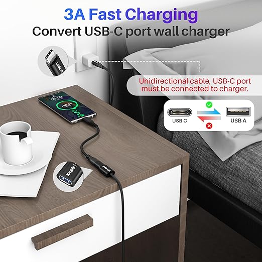 USB C to USB Female Cable 3FT, Type-C Male to USB A 3.1 Female OTG Cable, 5Gbps Data Transfer, Compatible with MacBook Pro/Air, iPhone 16 Pro Max/16 Plus/16/15 Series, Galaxy S24/S23/S22/S21 and More
