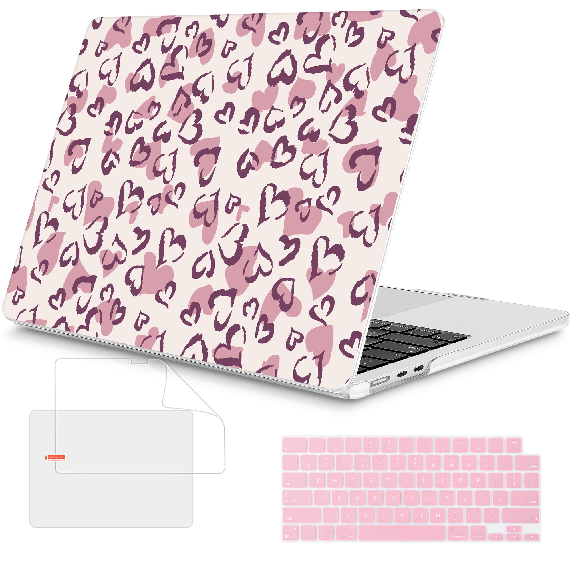 Mektron Case for 2026 MacBook Air 15 INCH M5 A3448 Compatible with M4 A3241 /M3 A3114 /M2 A2941 Printed Plastic Hard Shell Cover with 15.3" Liquid Retina Display Touch ID- Heart Art