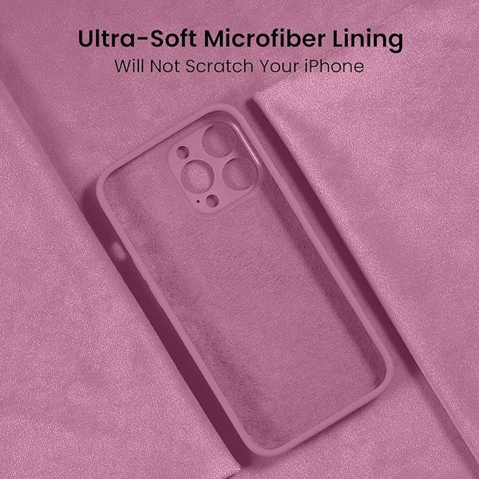 FireNova for iPhone 14 Pro Case, Silicone Upgraded [Camera Protection] Phone Case with [2 Screen Protectors], Soft Anti-Scratch Microfiber Lining Inside, 6.1 inch, Lilac Purple