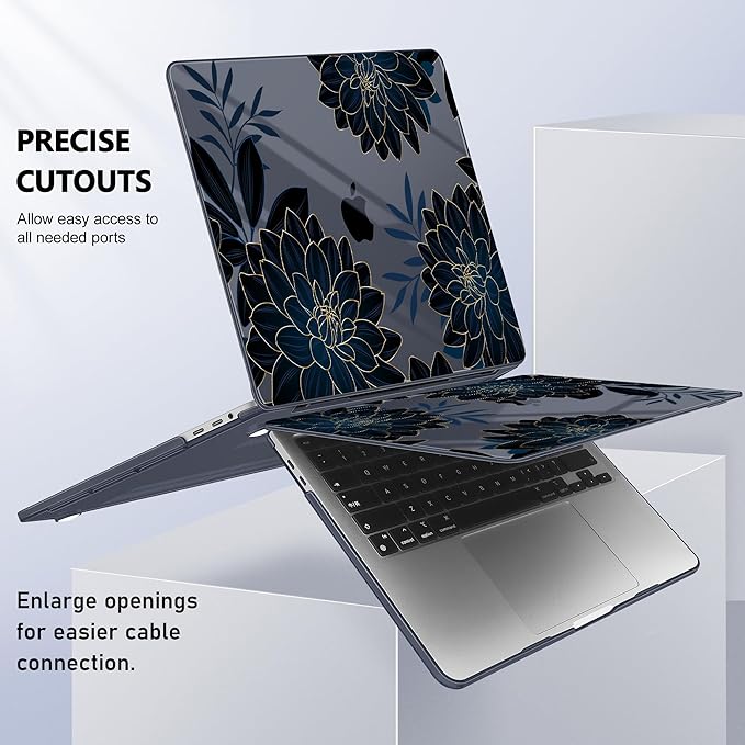 for MacBook Pro 16 inch Case 2019 2020 Release Model A2141, Plastic Hard Shell Cover with Keyboard Cover & Screen Protector for MacBook Pro 16 inch with Touch Bar & Touch ID, Flower Dahlia