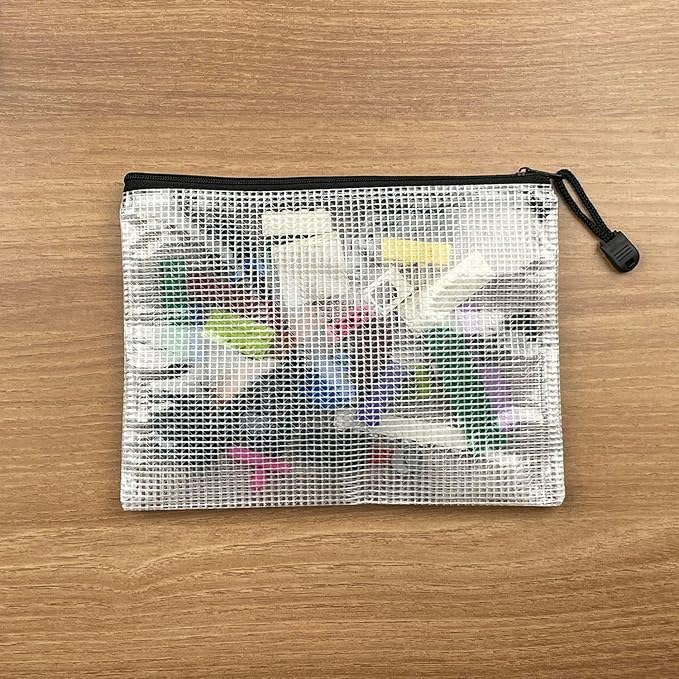 Oaimyy-20 Pcs-Mesh Zipper Pouch Document Folders Bag Zipper Zip File Folders,Puzzle Bags for Organizing Storage (Black, 8"x 10")
