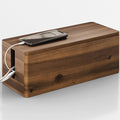 Acacia Wood Large Cable Management Box Round Edge - 16" L Wooden Power Strip Box, Surge Protector Box - Cable Hider Box for Office, Living Room - 2 Open Slots, Magnetic Lid (Walnut Color)