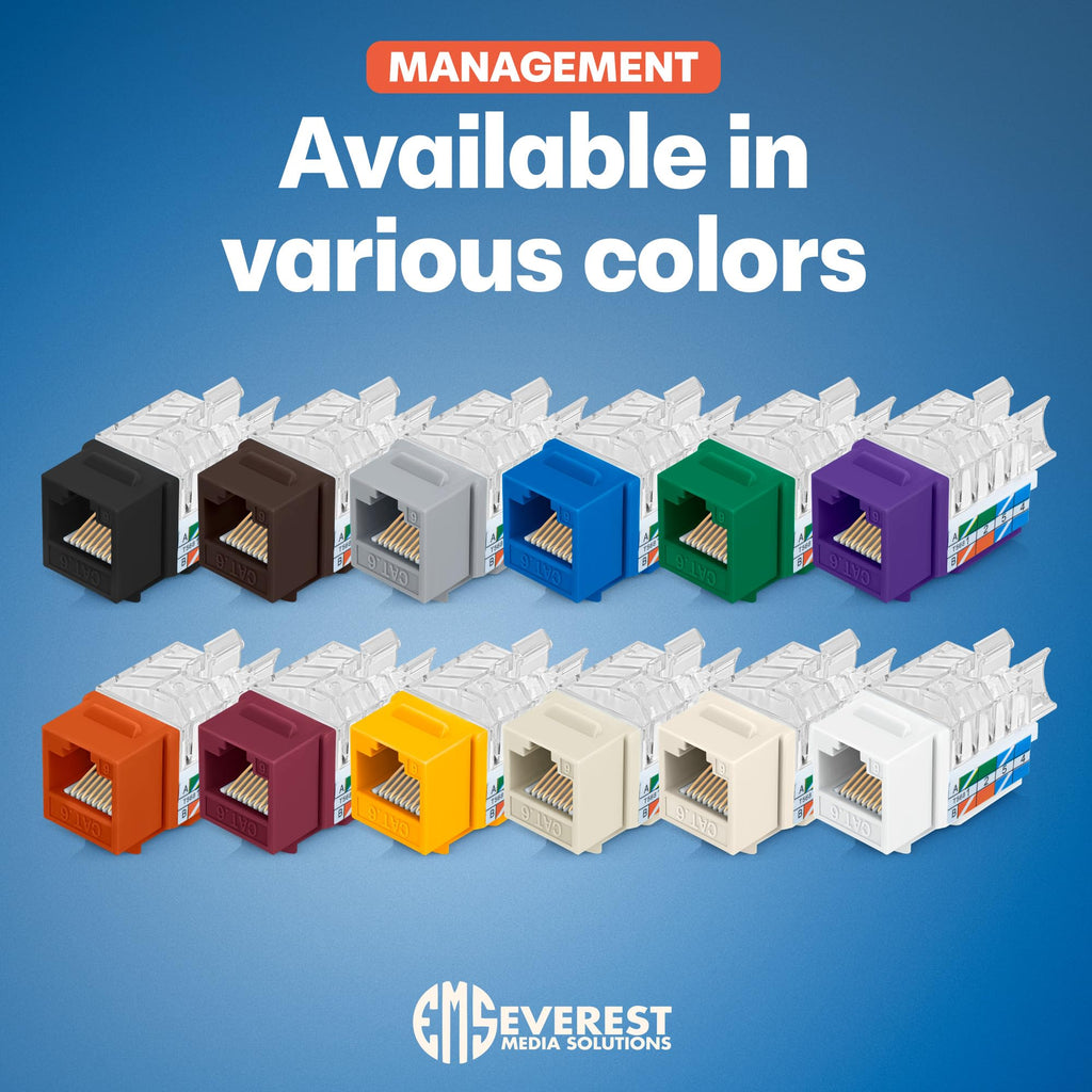 Everest 45 Degree RJ45 Cat6 Keystone Jacks Slim Profile 100-Pack Green