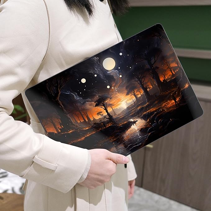 MEEgoodo Case for M4/M3/M2 MacBook Air 13.6 inch Case 2025 2024 2022, Fit Model A3240/A3113/A2681, Laptop Hard Shell with Keyboard Cover Compatible with MacBook Air 13 inch, Fantasy Night Landscape