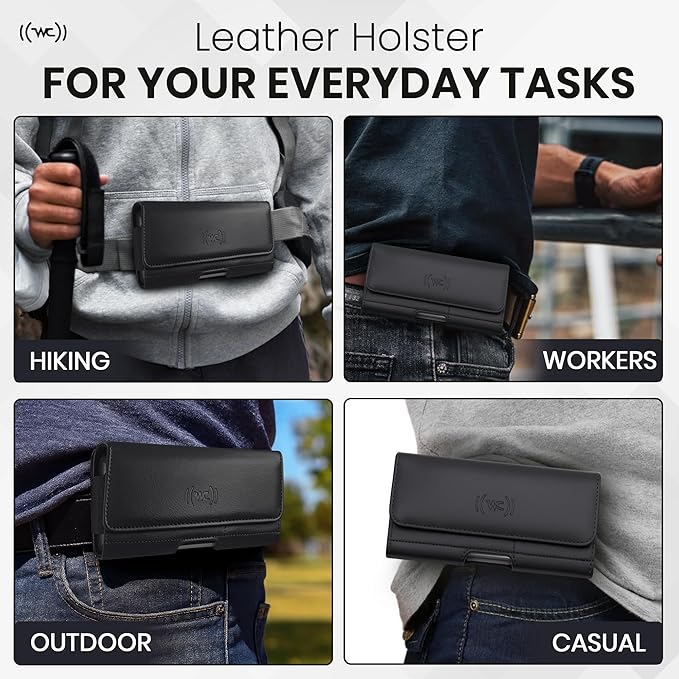 Phone Holster for Men with Credit Card Slot, Cell Phone Case, Fits iPhone 17/16/15/14/13/12 Pro Max – Belt Clip/Loop Carrying Phone Pouch Holder, X Large.