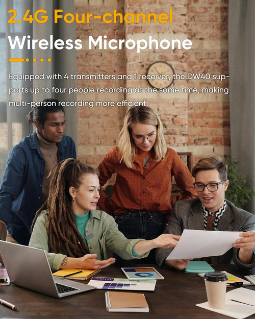 7RYMS iRay DW40 4-Channel Wireless Lavalier Microphone for iPhone, Android