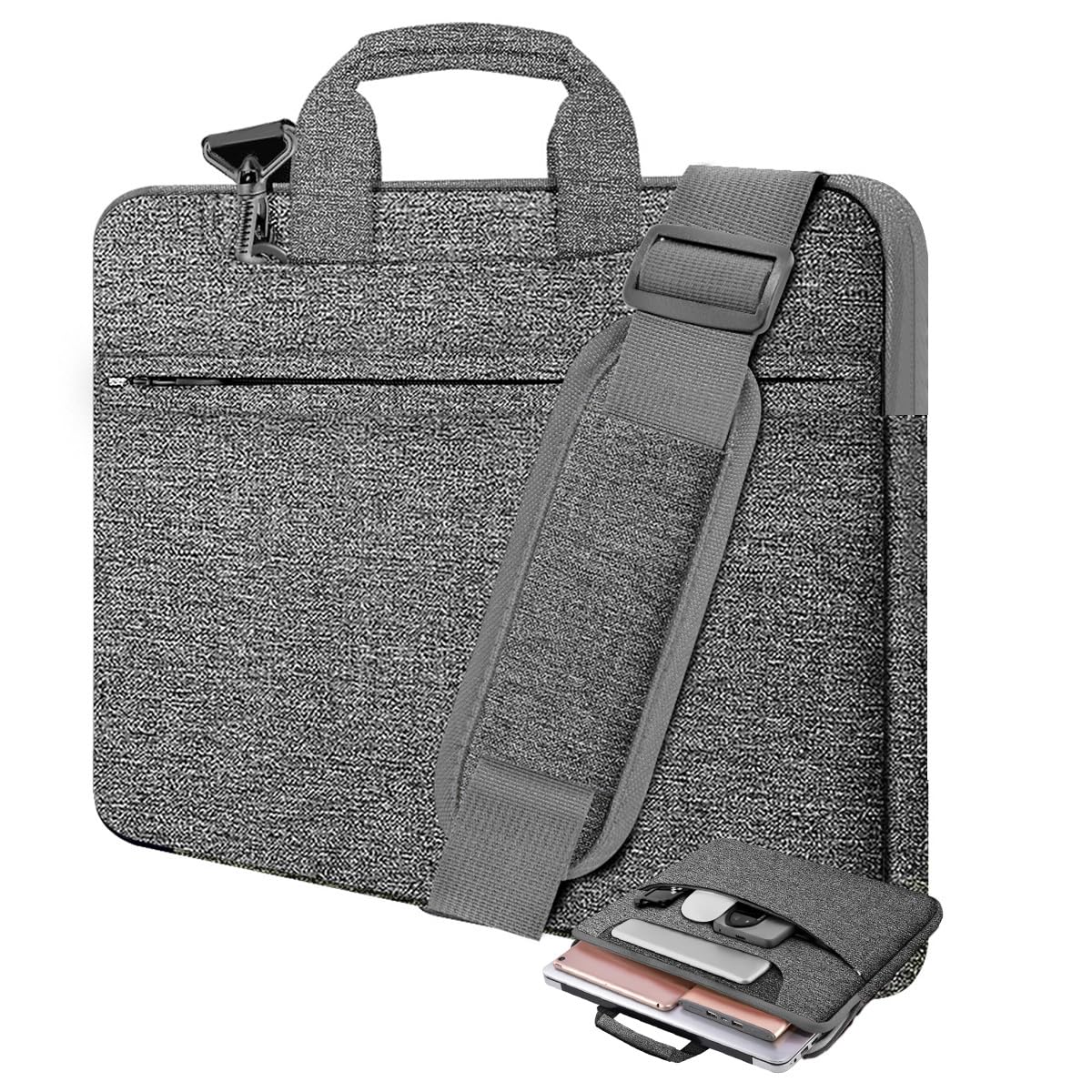 Hseok Laptop Case 15.6 inch Shoulder Bag with Strap,Black