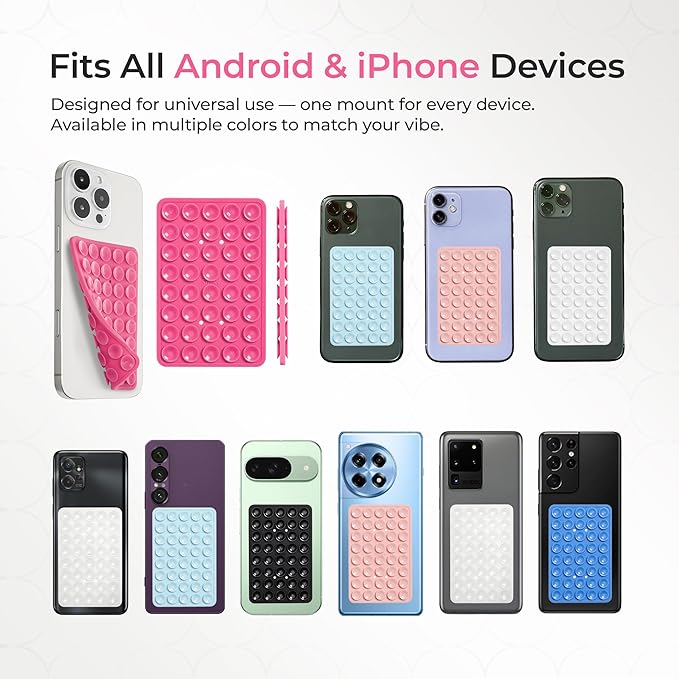 SUCKY Silicone Suction Phone Case Adhesive Mount - Anti-Slip Holder, Hands-Free Fidget Toy, Phone Accessory for iPhone and Android (Clear, Double V2)