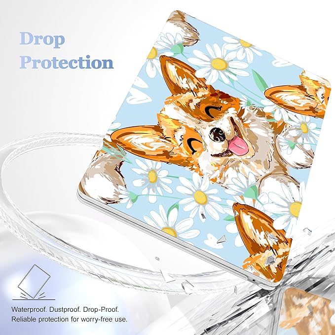 Case for MacBook Air 15 Inch 2025 2024 2023 Release M4 A3241 M3 A3114 M2 A2941, Hard Shell with Screen Protector & Keyboard Cover, Compatible with Touch ID, Cute Corgi Dog
