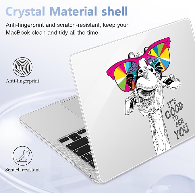 Case for MacBook Pro 13 inch with/Without Touch Bar (2016-2022, M2 A2338 M1 A2289 A2251 A2159 A1989 A1706 A1708), Hard Shell + Keyboard Cover + Dust Plug, Giraffe