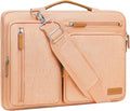 MOSISO 360 Protective Laptop Shoulder Bag,13-13.3 inch Computer Bag Compatible with MacBook, HP, Dell, Lenovo, Asus Notebook,Side Open Messenger Bag with 4 Zipper Pockets&Handle, Pastel Orange