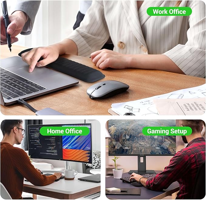 MEKASS Ergonomic Wrist Rest for Keyboard and Mouse, Soft Memory Foam Keyboard Wrist Rest Set with Non-Slip Silicone Base, Easy Typing, Pain Relief, Comfort for Office, Work, Gaming (Green)