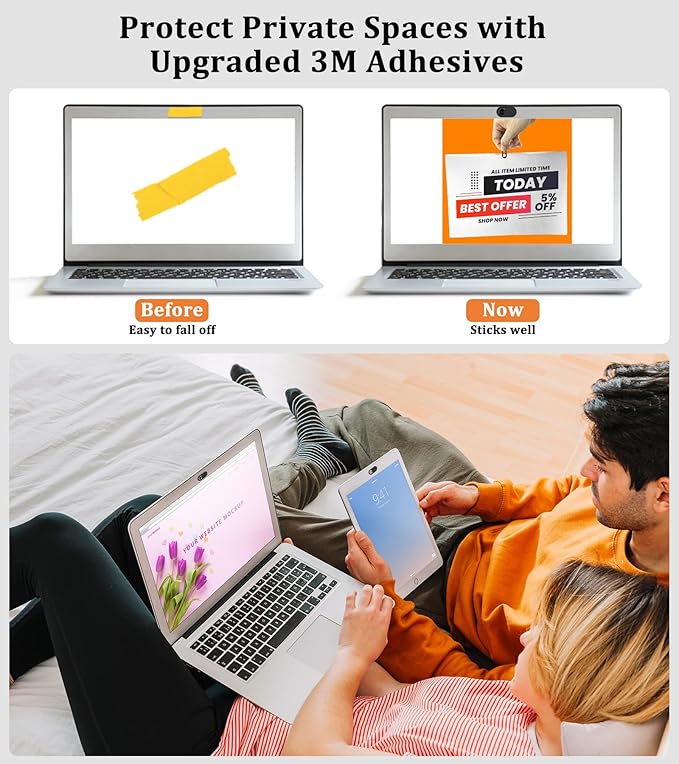 Webcam Cover, 0.03in Ultra Thin Slide Web Camera Covers for Laptop Computer Smartphone Mac iMac MacBook, Sliding Blocker Cover Protect Your Privacy Security (9*Black)