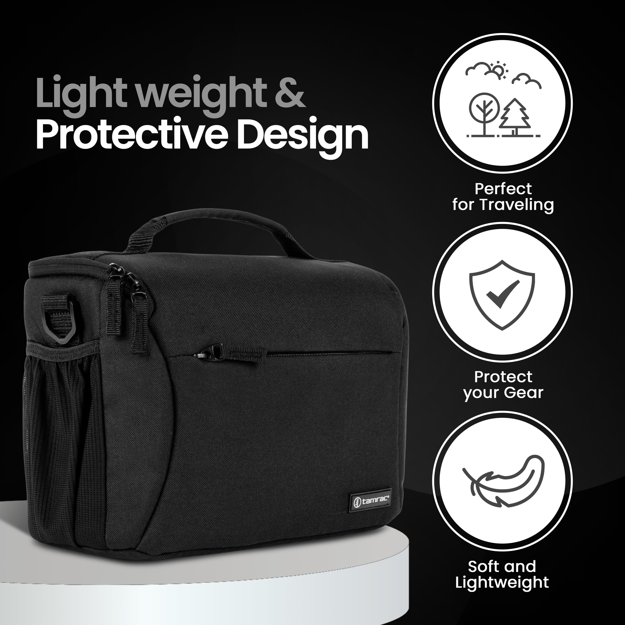 Tamrac Jazz 50 v2.0 Camera Bag for Photographers, Camera Case for Photography Accessories, Shoulder Bag for DSLR and Mirrorless Cameras, Crossbody Camera Bag, Travel Camera Carrying Case – Black