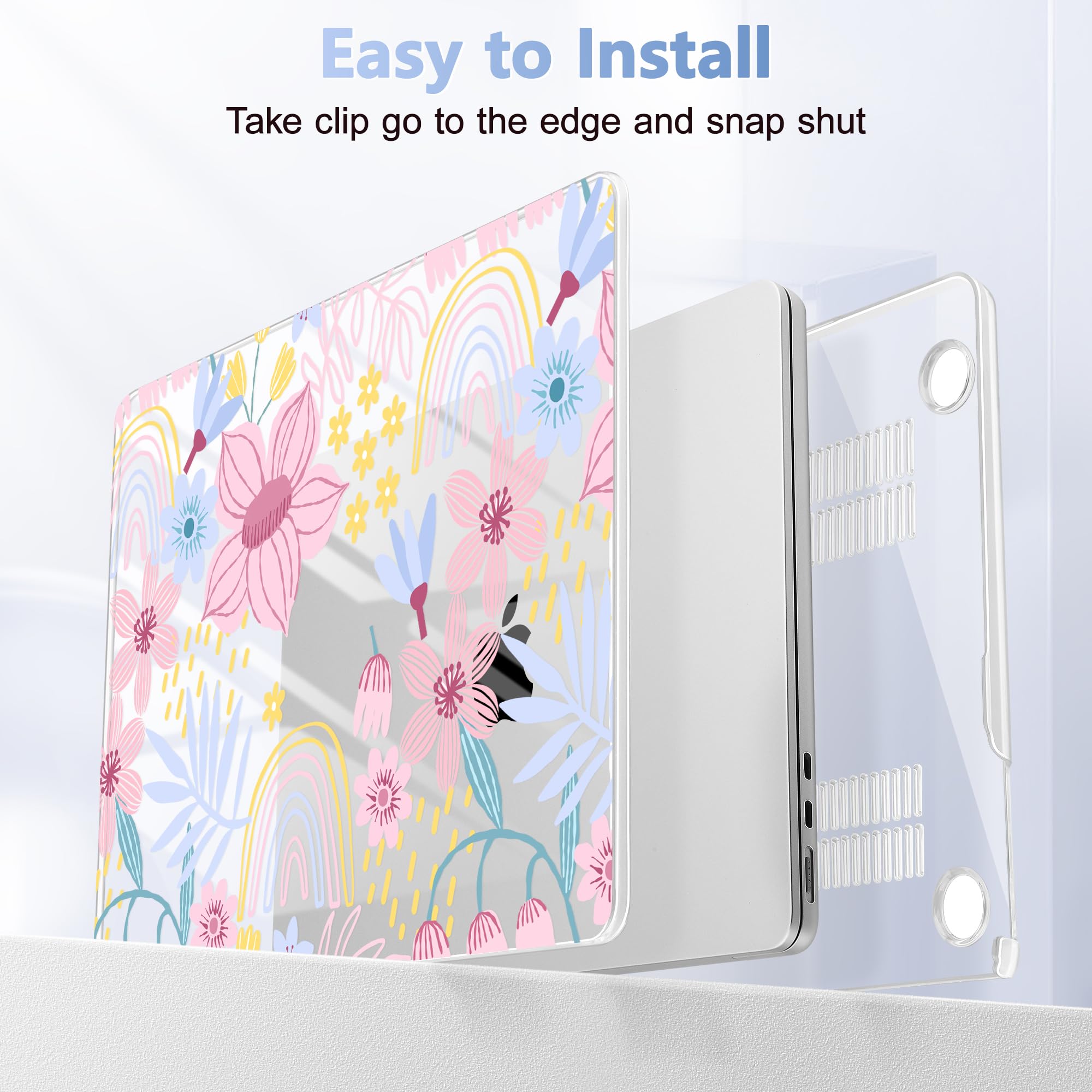 Lepeoac Case for 2026/2025/2024/2023 MacBook Air 15-inch Laptop Release M5 A3448 /M4 A3241 /M3 A3114 /M2 A2941, Stylish Protective Hard Shell Cover for MacBook Air 15.3 inch, Florals