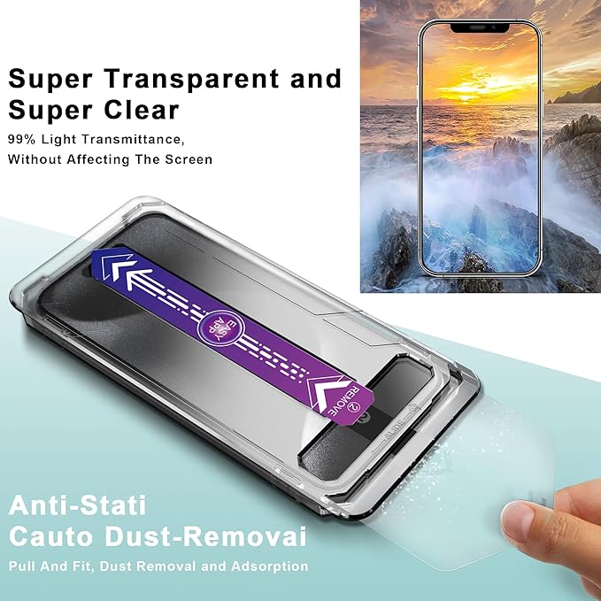 2 Pack Screen Protector Tempered Glass for iPhone 11 Pro and iPhone XS/X 5.8-Inch, Auto Dust Removal, No Bubbles, High Definition Clear, Easy Installation