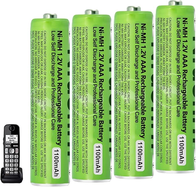 4 Pack NI-MH AAA Rechargeable Battery for Panasonic, 1.2V 1100mah AAA Rechargeable Batteries for Panasonic Cordless Phones Handset, Remote Controls, Electronics