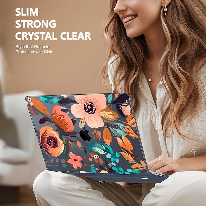 for MacBook Pro 16 inch Case 2019 2020 Release Model A2141, Plastic Hard Shell Cover with Keyboard Cover for MacBook Pro 16 inch with Touch Bar & Touch ID, Florals Pattern