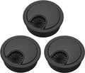 3 Pcs Satin Nickel Metal Cable Grommet, Zinc Alloy Desk Table Grommet Cable Cord Hole Cover for Home and Office, Fits 2inchs Hole 50MM Black