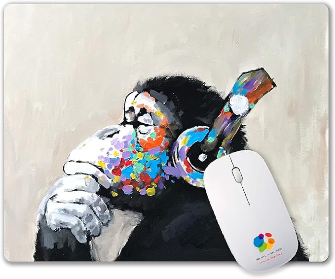 Mouse pad, Mouse pad with Design, Gorilla Oil Painting Graffiti, Funny Home and Office Non-Slip Computer Mousepad