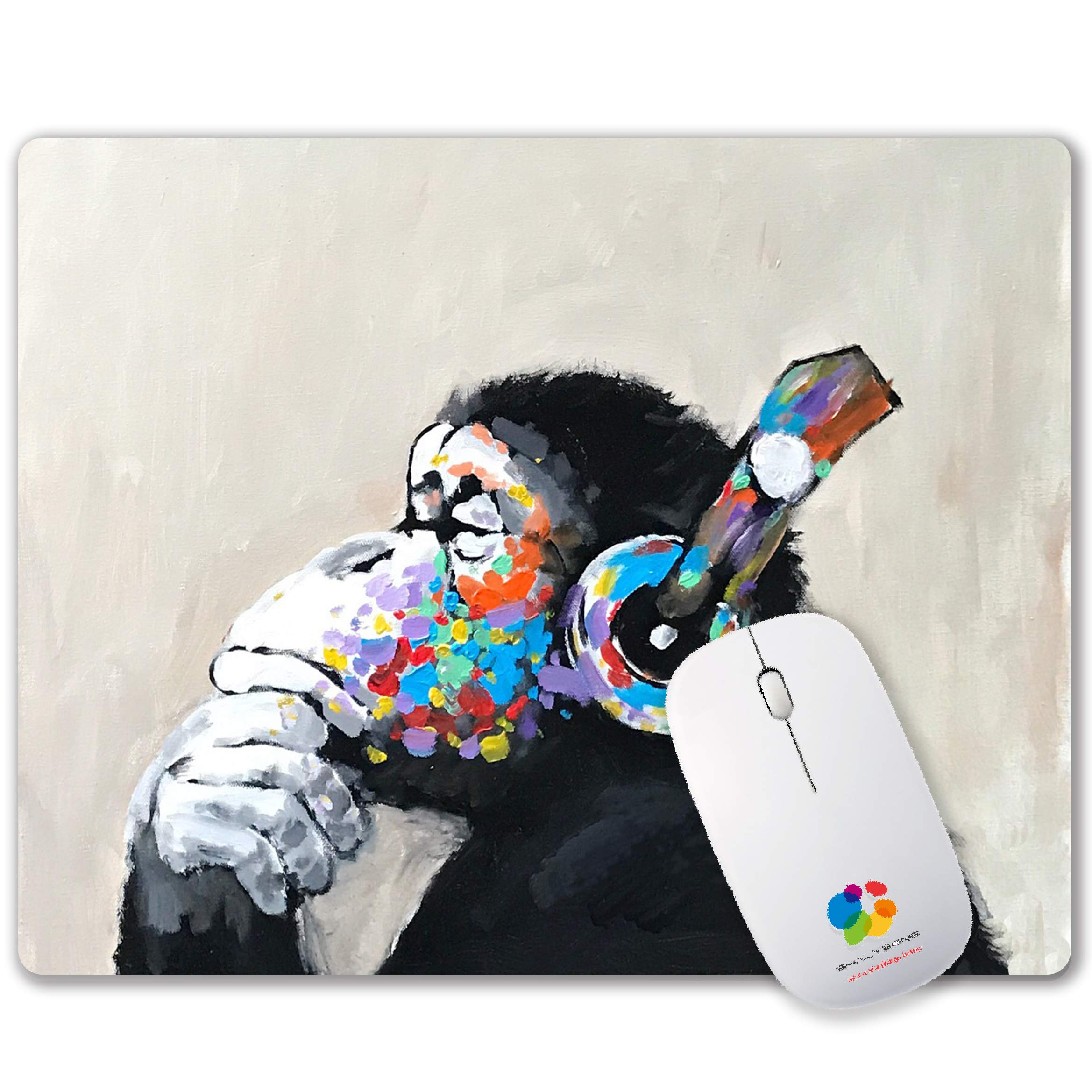 SHALYSONG Gorilla Oil Painting Mouse Pad, Non-Slip Small Computer Mousepad