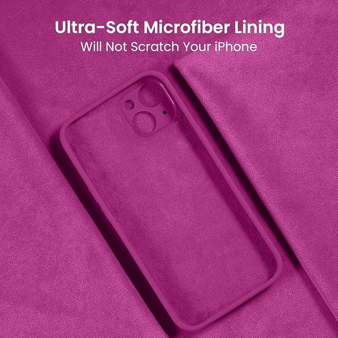FireNova Designed for iPhone 15 Plus Case, Silicone [Camera Protection] Case with [2 Screen Protectors], Soft Anti-Scratch Microfiber Lining Inside, 6.7 inch, Shocking Pink