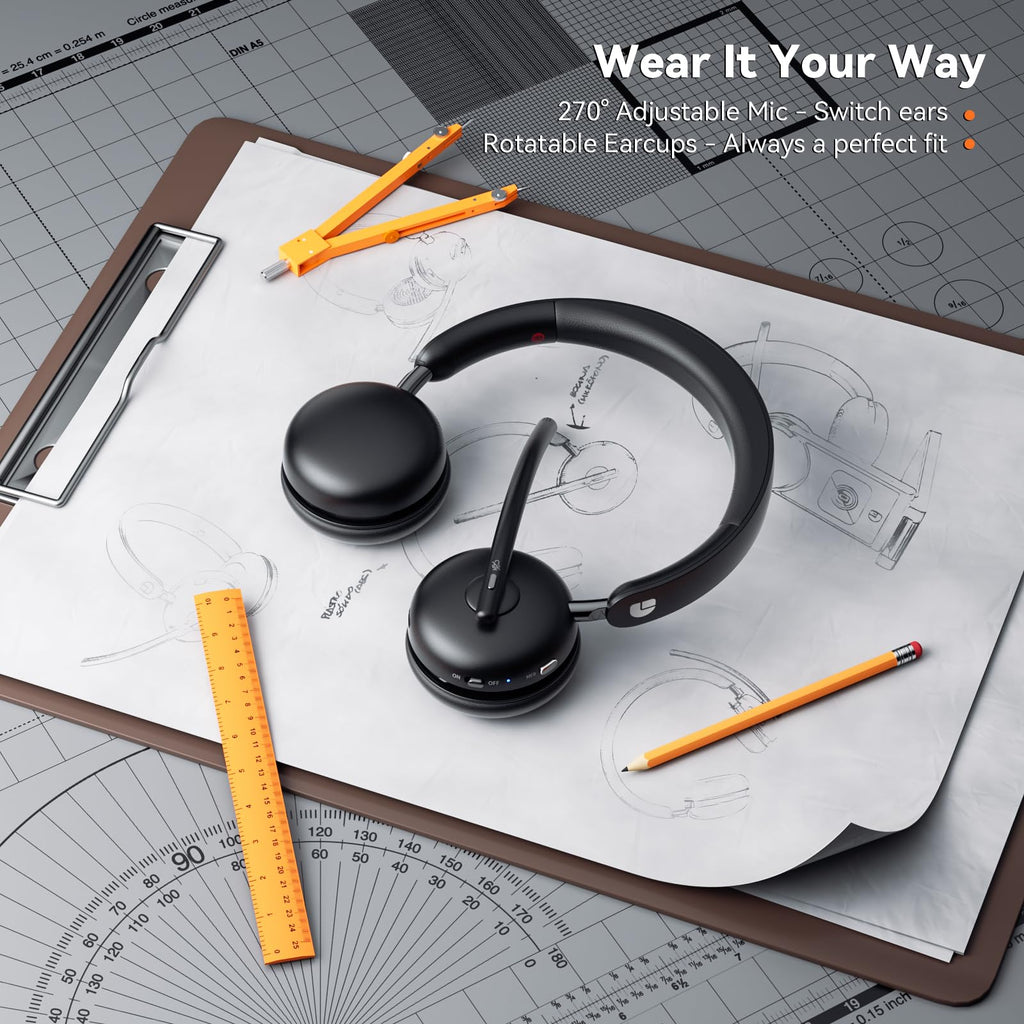 Dytole Wireless Headset with Mic for Work