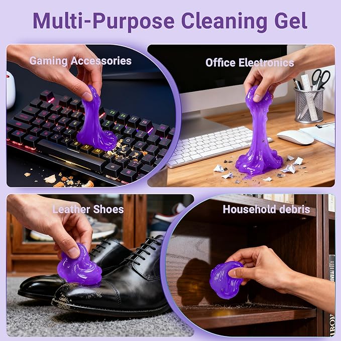 Car Cleaning Gel Reusable 2Pack - Lavender Scent Dust Cleaning Putty Keyboard Slime for Car Interior Air Vent Cleaner, Auto Detailing Tools Accessories, Dust Remover Gifts for Men Women,200g,Purple