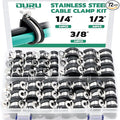 72PCS Stainless Steel Cable Clamp,Rubber Coated Cushioned Insulated Cable Clamps Assortment Kit-Metal Wire Clamps,Cable Clips,Pipe Clamps