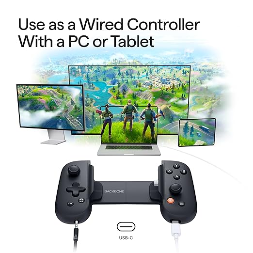 BACKBONE One Mobile Gaming Controller for Android and iPhone 15/16 Series (USB-C) - 2nd Gen - Turn Your Phone into a Gaming Console - Play Xbox, PlayStation, Call of Duty, Roblox, Fortnite & More