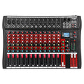 FULODE 12 Channel Audio Mixer, Professional Music Mixer Board DJ Mixing Console with Bluetooth, USB/MP3 Player, Reverb, and 48V Phantom Power for Studio Recording, Karaoke, and Live Performances