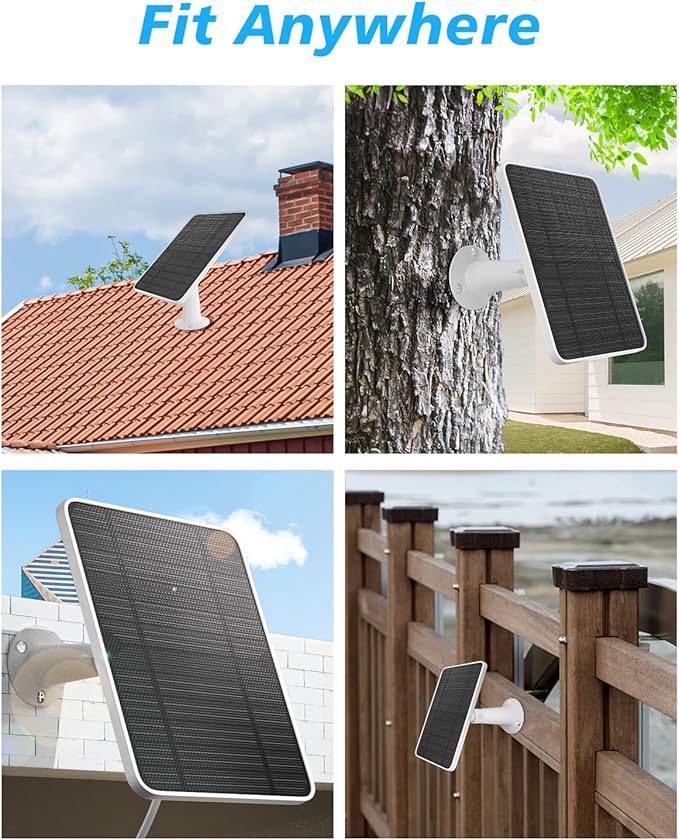 Solar Panel Charger Compatible with Arlo Pro 5S/Pro 4/Pro 3/Pro 3 Floodlight/Ultra/Ultra 2 Camera, 6V 4.5W Solar Panels Charging IP65 Weatherproof w/ 9.8ft Charging Cable Adjustable Wall Mount, 2 Pack