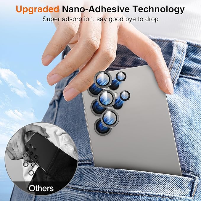YWXTW [2025 Original Like for Samsung Galaxy S25 Ultra Camera Lens Protector, [Ultra-Thin & 6X Stronger] S25 Ultra Camera Lens Cover, 9H Tempered Glass Upgraded Metal Edging(Titanium Gray)
