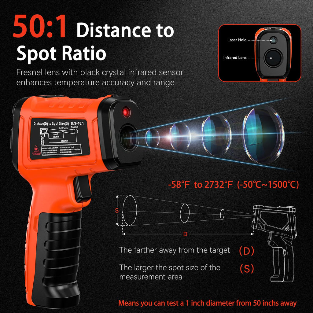 Surpeer Infrared Thermometer Gun -58°F to 2732°F, 50:1