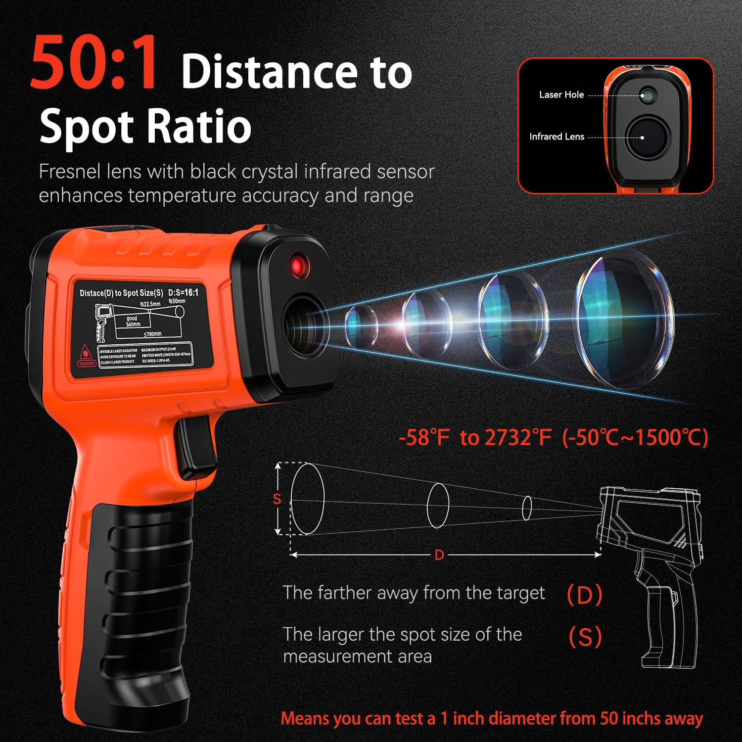 Surpeer Infrared Thermometer Gun -58°F to 2732°F, 50:1