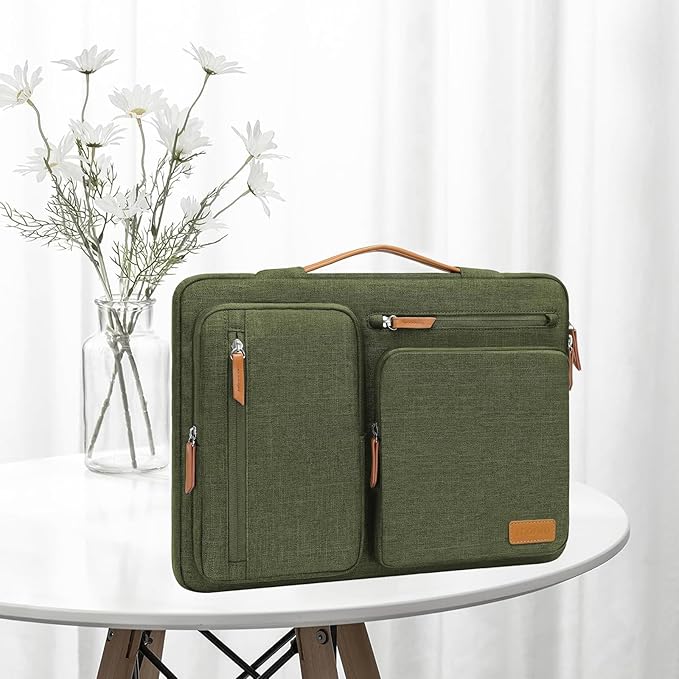 MOSISO 360 Protective Laptop Case 16 inch, 15-15.6 inch Laptop Sleeve Compatible with MacBook Pro 16, HP, Acer, Dell, Lenovo, ASUS, Side Open Carrying Case with 4 Zipper Pockets&Handle, Olive Green