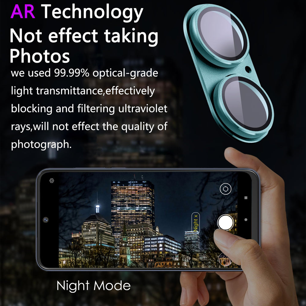 SHANG PIN JIA 2 Pack Camera Lens Protector for iPhone 16/16 Plus,[Not Easy to Breakn ] AR Tempered Glass Strong Adsorption Metal Camera Cover Screen-Cyan