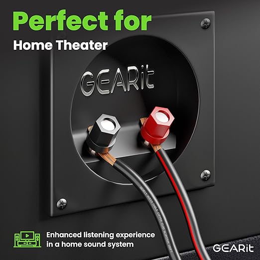 GEARit Speaker Wire 14 Gauge, Speaker Cable 500ft for Car Audio, Home Theater, CCA(Black)