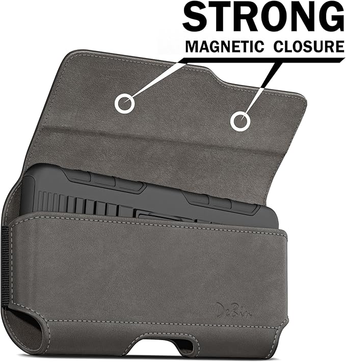 DeBin Holster for iPhone 17 17 Pro 16 Pro 16e 15 15Pro 14 13 12 11 Xs 10 X XR – Cell Phone Belt Holder Case with Clip for Men Women Pouch (Fits Protective Cover on) Pewter